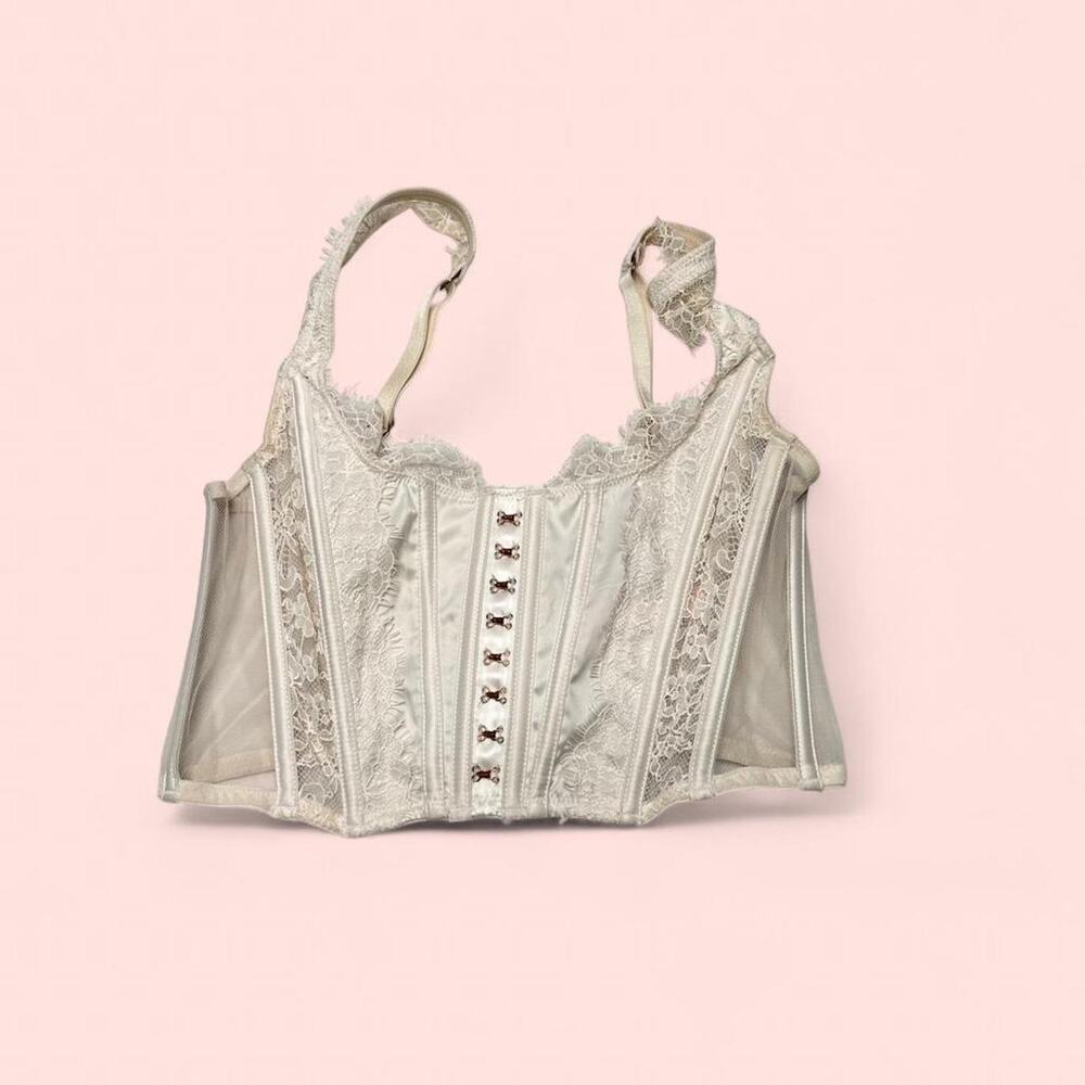 Victorias Secret Y2K Fairy Core Cropped White Corset Top Size Small